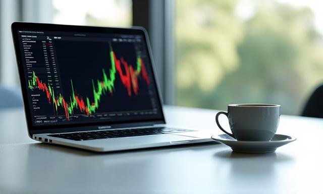 Stock market charting on a screen